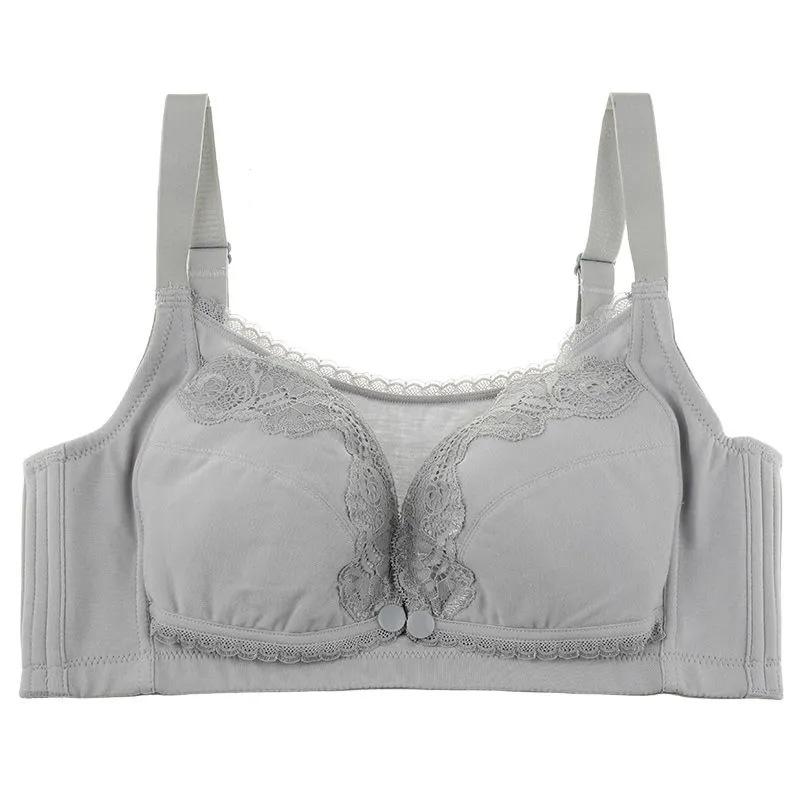 Women's Nursing Underwear Comfortable Large Size Open Button Front Bra Maternity Bra Thin Cotton Lace Comfortable Brassiere No Steel Ring Underwear