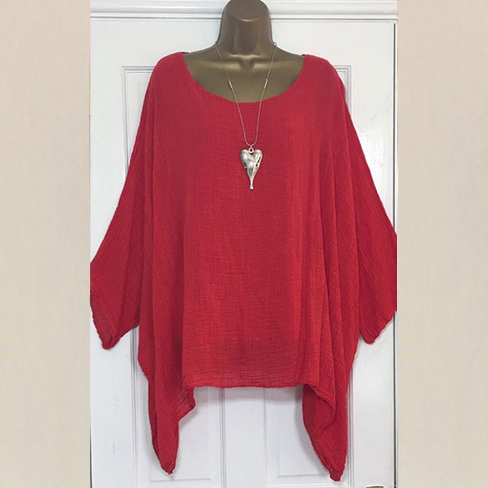 S-5XL Plus Size Women Casual Loose Tops Ladies Cotton Linen Solid Color Shirt Long Sleeve Blouse