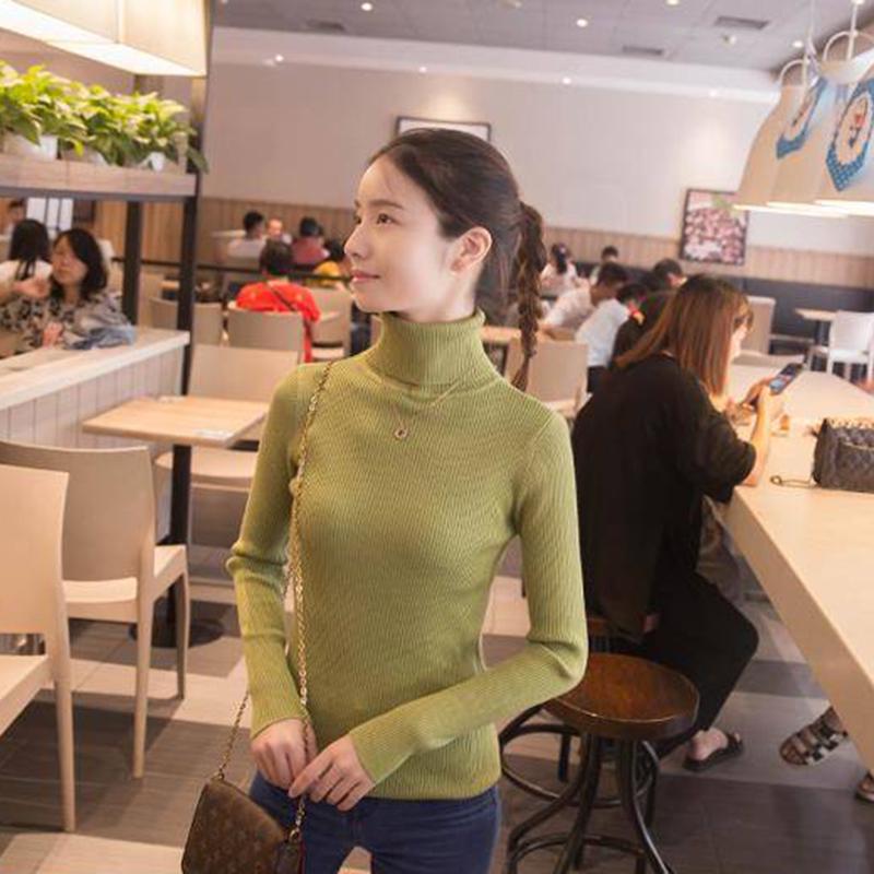 WomenTurtleneck sweater Pullover  long sleeves thick bottoming  slim-fitting Knitted sweater winter
