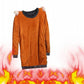 Autumn Winter Plus Velvetthicken Sweater Dress Women Large Size Mid-length Loose Pullover Knitted Sweater with Pockets