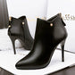 Ankle Boots Women Shoes Patent Leather Pu Pointed Toe Thin High Heels Front Zipper Boots Booties
