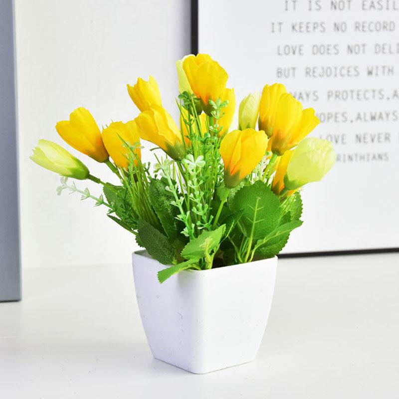 Artificial Flower Simulation Flower Living Room Bedroom Decoration Decoration Plastic Rose Floral Home Small Potted Plant Set Decoration