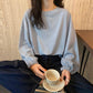 Fall Solid Simple oversized Tee harajuku long T Shirt Women T-shirts White Black long Sleeve Pullover