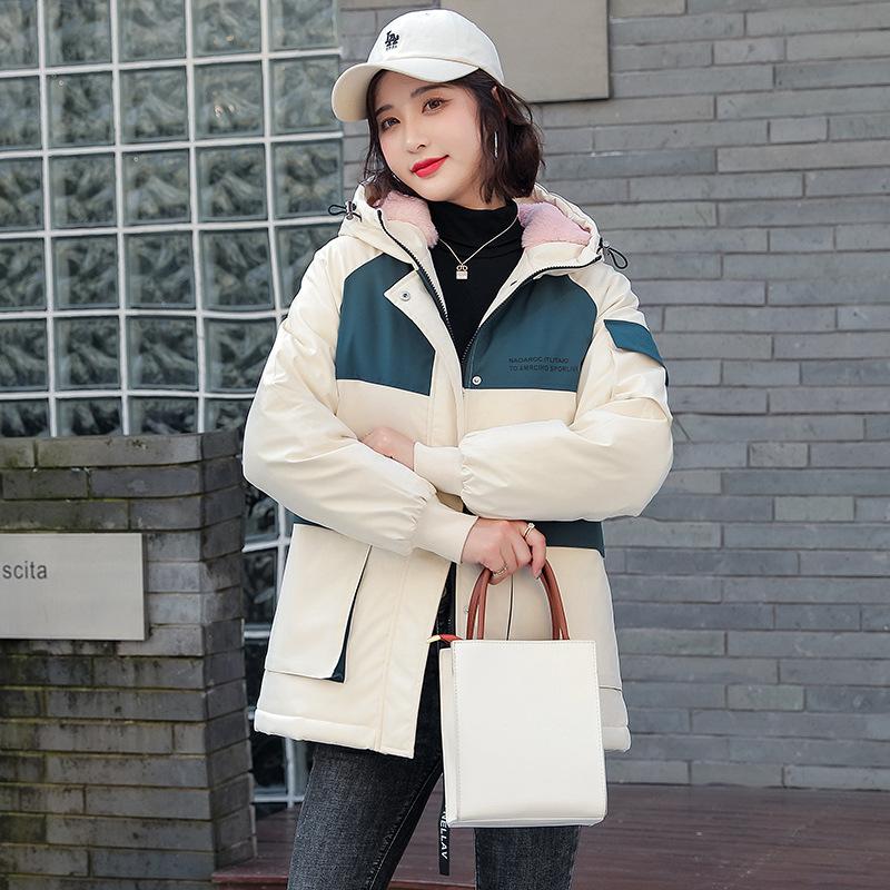 Winter Women's Color Matching Party Overcomes The Loose Short Workwear Padded Jacket