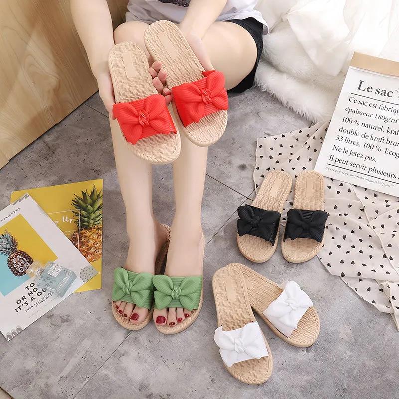 Slippers Women's Outer Wear Beach Slippers Korean Fashion All-match Sandals and Slippers Bow Slippers Non-slip Slippers