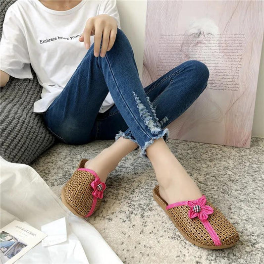 Summer Indoor Home Sandals and Slippers Non-slip Linen Summer Men and Women Couples Home Wood Floor Subgrass Woven Shoes