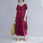 Simple Style Summer Polyester-cotton Sleeveless Dress Plus Size Women's Retro Solid Color Slim Long Dress Loose Robe