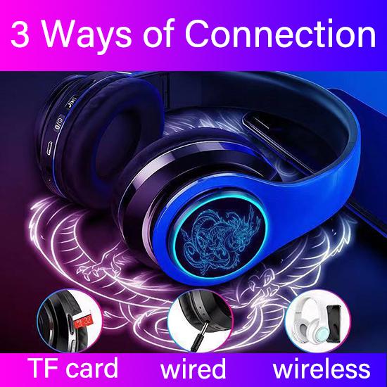 Breathing Light HIFI Subwoofer Wireless Suitab Bluetooth Headset for Android Apple Phone Computer