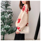 Autumn and Winter Knitted Maple Leaves Pattern Sweater Thickened Round Neck Loose Sweater