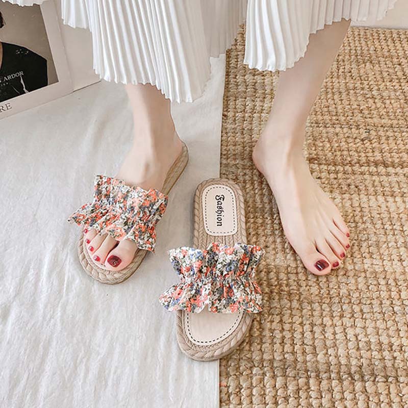 Flower Fairy Sandals and Slippers for Women's Outer Wear Summer Fashion All-match Beach Shoes