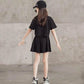 Girls Summer Cotton Suit Breathable Sweat-absorbing Soft and Comfortable Short-sleeved Casual Sports T-shirt + Shorts Two-piece Set