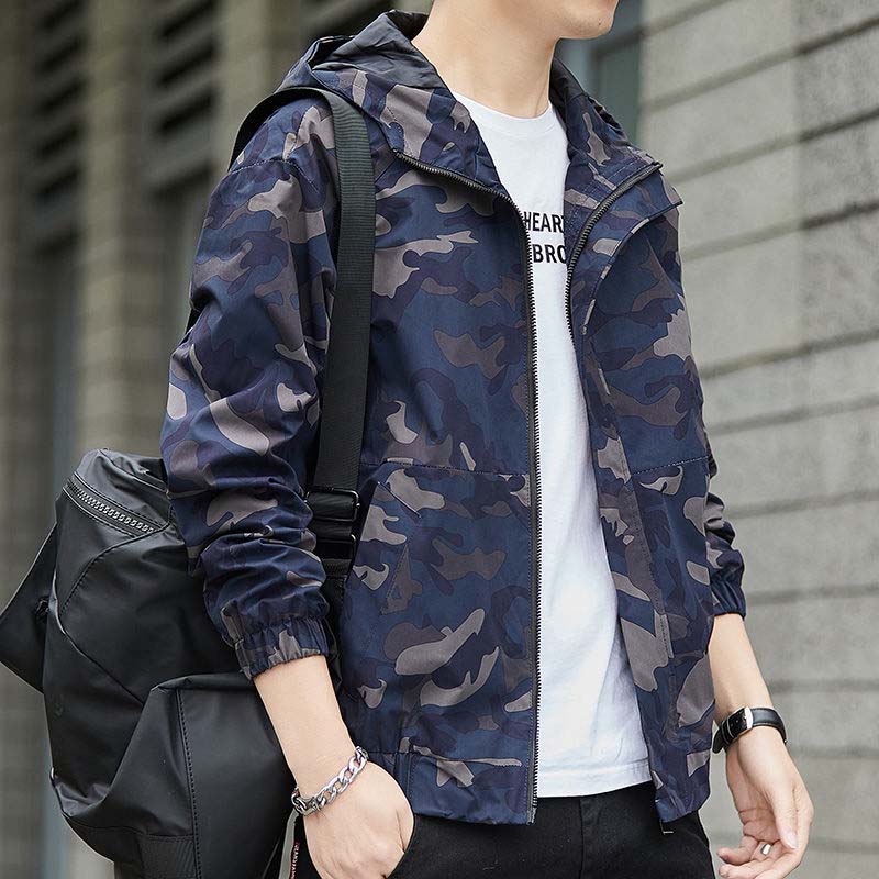 Spring and Autumn Men's Coat Trend Casual Jacket Men's Camouflage Print Sports Jacket