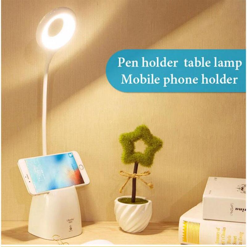 USB Rechargeable Table Lamp Storage Pen Touch Table Lamp for Reading Student Dimmable Desk Lamp