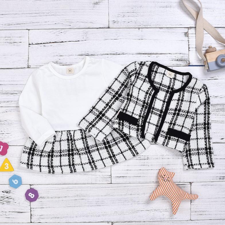Spring and Autumn  Girl's Clothing Infant Clothing Girl's Plaid Cotton Long Sleeve Children's Clothing