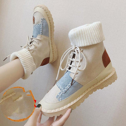 High-top Retro Women's Martin Boots Autumn and Winter All-match Flat Ankle Boots Student Snow Boots