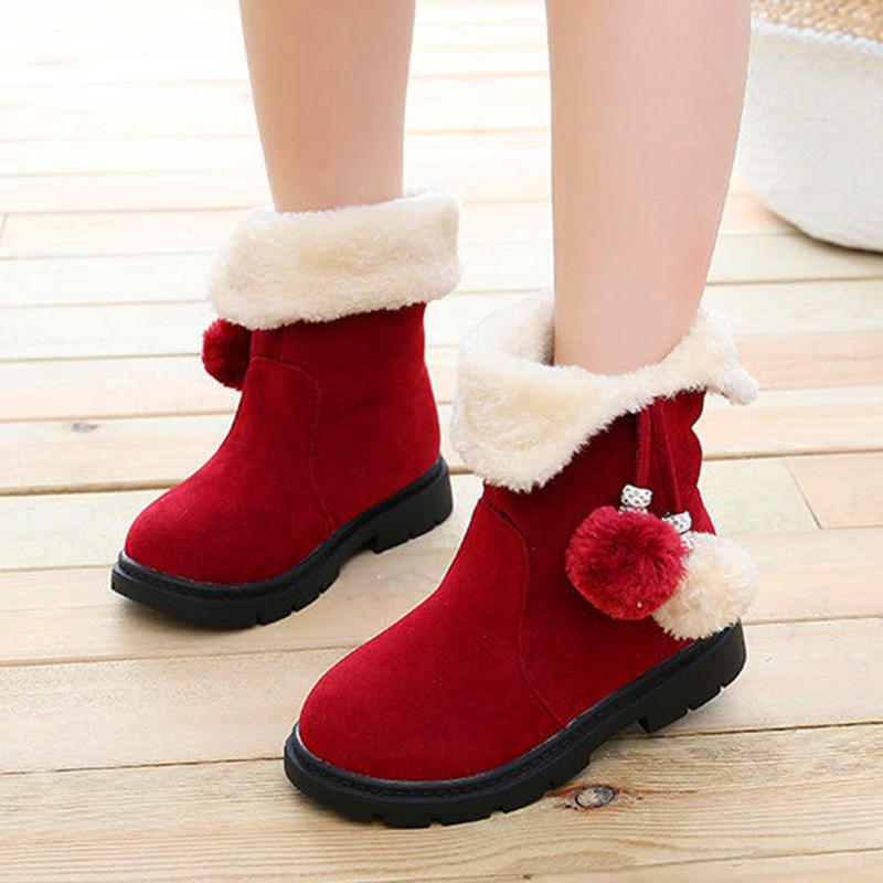 Girls' Boots Autumn Winter Plus Velvet Elementary School Students Warm Children Snow Boots Girls Thick Non-slip Long Tube Cotton Boots