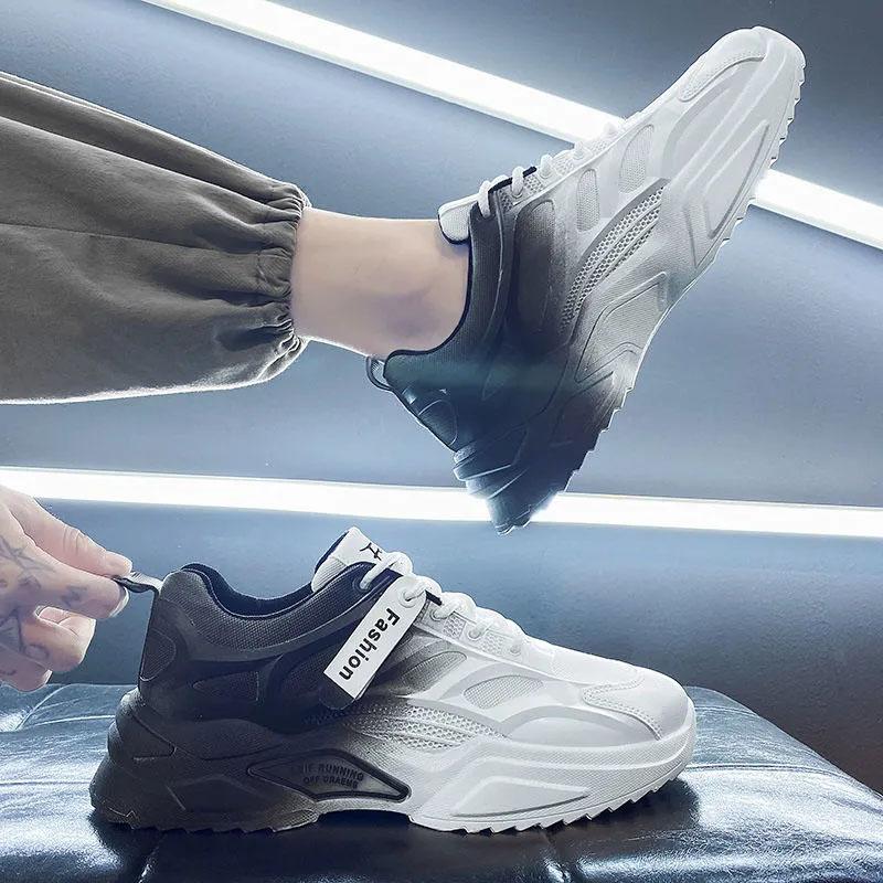 Men's Casual Sports Gradient Shoes Spring Fried Street Ins Dad Shoes Comfortable Mesh Shoes Boys Fitness Basketball Shoes