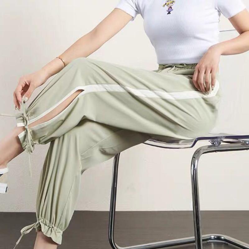 Ice Silk Wide-leg Pants Women's High Waist Drape Summer Thin Pants Women's Lantern Sports Bud Casual Pants