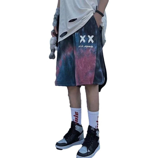 Net Red Shorts Male Ins Super Fire Pants Tie-dye Five-point Pants 5 Points Sports Wild Casual Pants