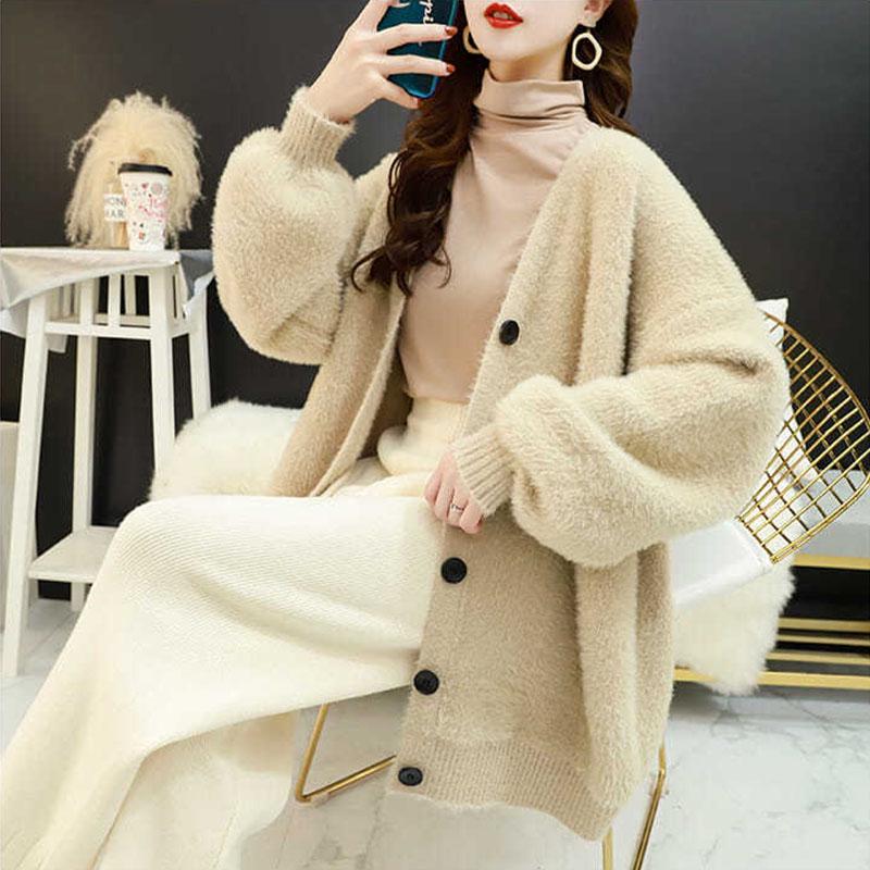 Spring and Autumn Sweater Cardigan Casual Top Loose Knitted Women's Jacket