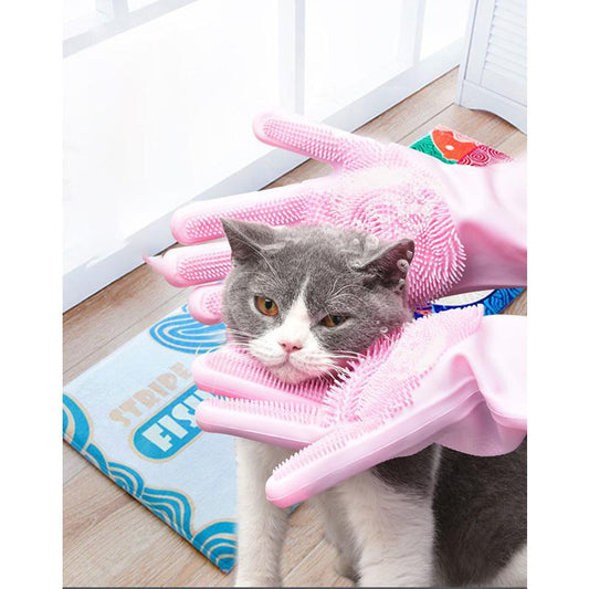 Pet Dogs and Cats Bathing Massage Gloves Dogs Use Finger Silicone Gloves To Scrub Bathtub Cleaning Pet Supplies