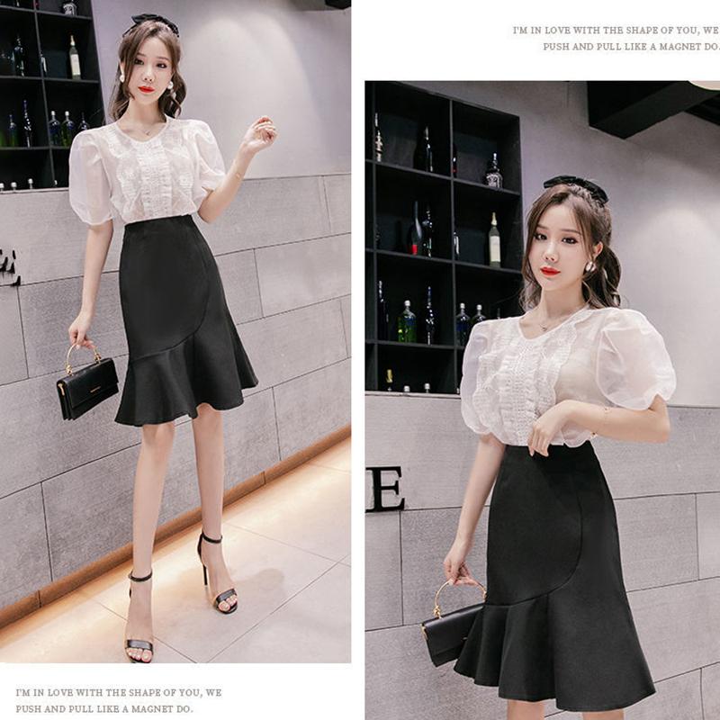Fishtail Skirt A-line Mid-length Skirt High Waist Ruffled Hip One-step Skirt Long Skirt Cute Sexy Wrapped Hip Skirt Ruffled Hip Skirt for Ladies