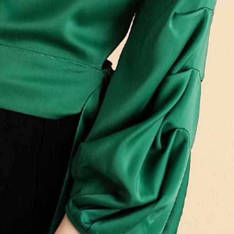 Women's Spring and Autumn Lantern Sleeve T-Shirt Round Neck Long Sleeve Top