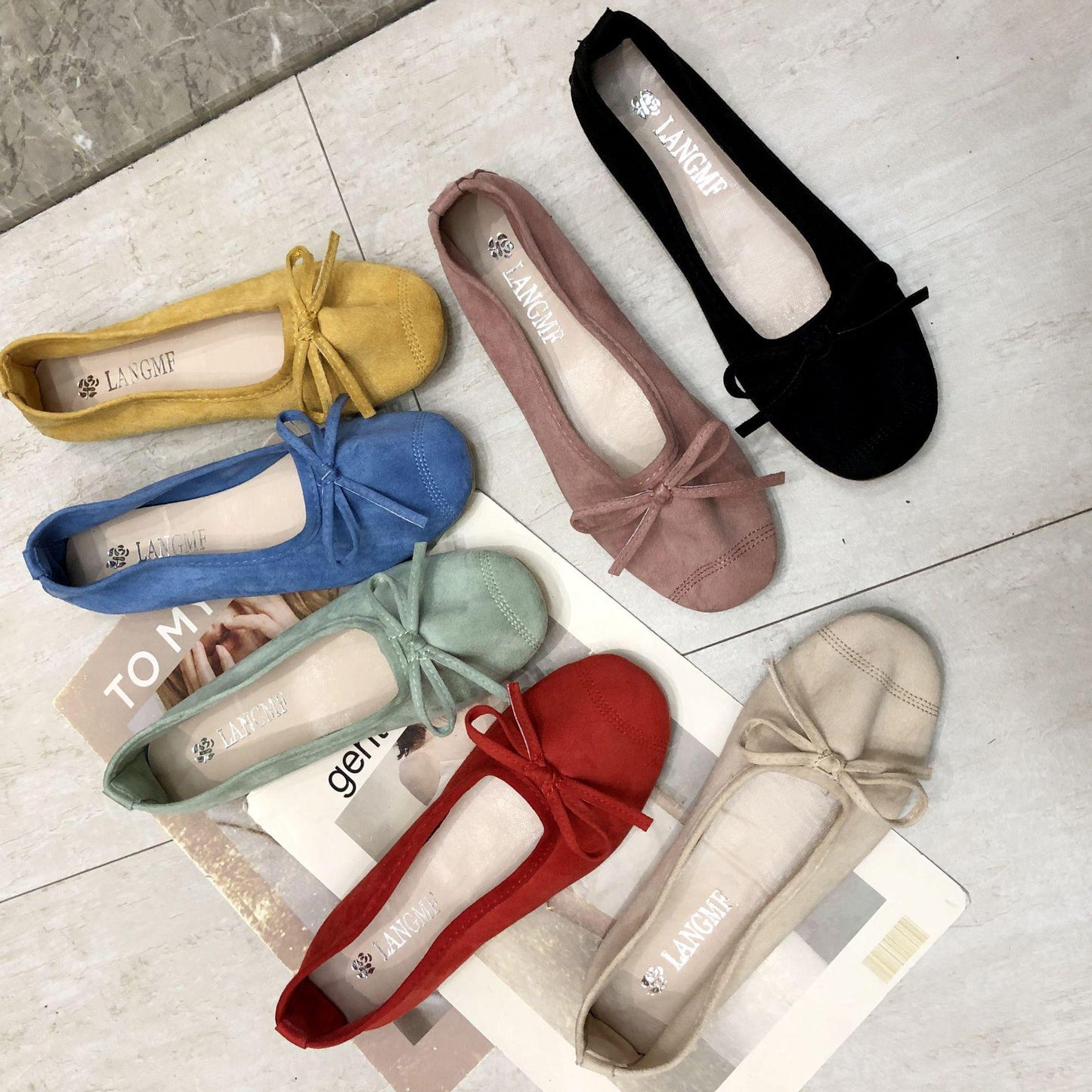 WTEMPO Brand Ballet Shoes Shallow Mouth Bow Soft Bottom Women's Shoes Four Seasons Wild Flat Shoes