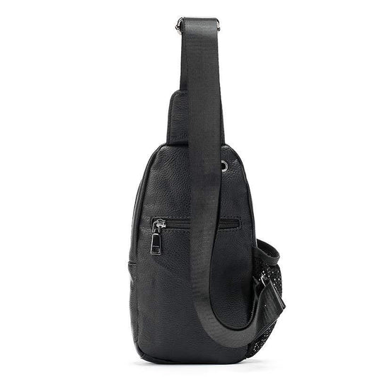 Colorblock Chest Bag Men Black Large Capacity Multi-pocket Crossbody Outdoor Sports Shoulder Bag