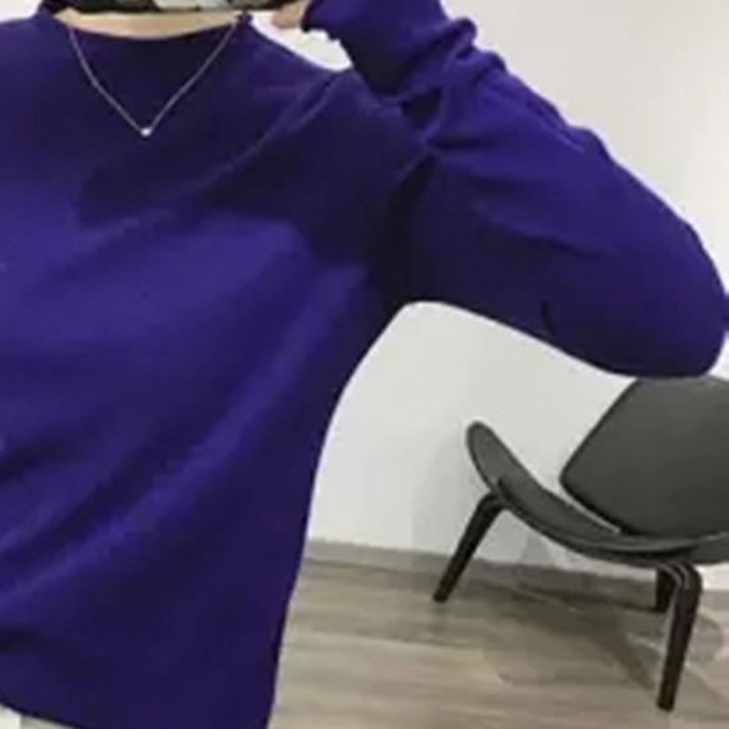 Spring and Autumn Slim Loose Bottoming Shirt Long Sleeve Casual Short Knit Sweater Female Half Turtleneck Sweater Women