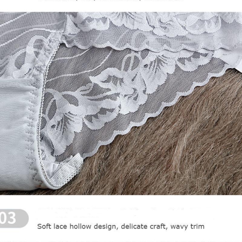 2pc Ladies Underwear Mid-waist Lace Cotton Student Sexy Seamless Breathable Triangle Summer Thin Antibacterial