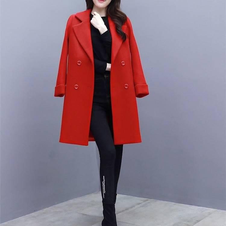 Autumn Jacket Casual Women Overcoat Long Woolen Coat Double Breasted Slim Female Winter Wool Coats