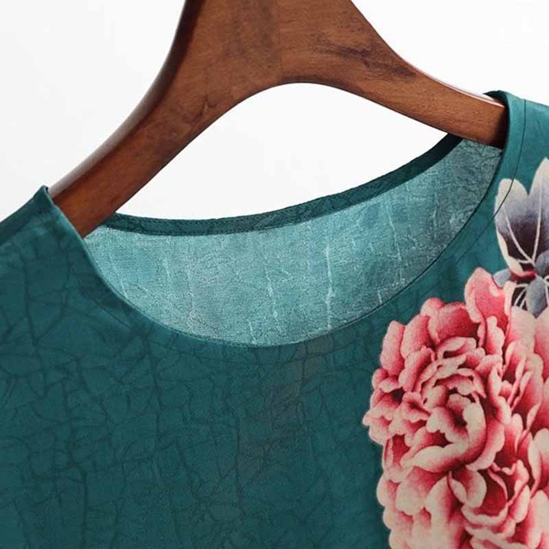 One-piece Printed Round Neck Top T-shirt Loose Short-sleeved Slimming Bottoming Shirt for Women Comfortable Cool and Breathable