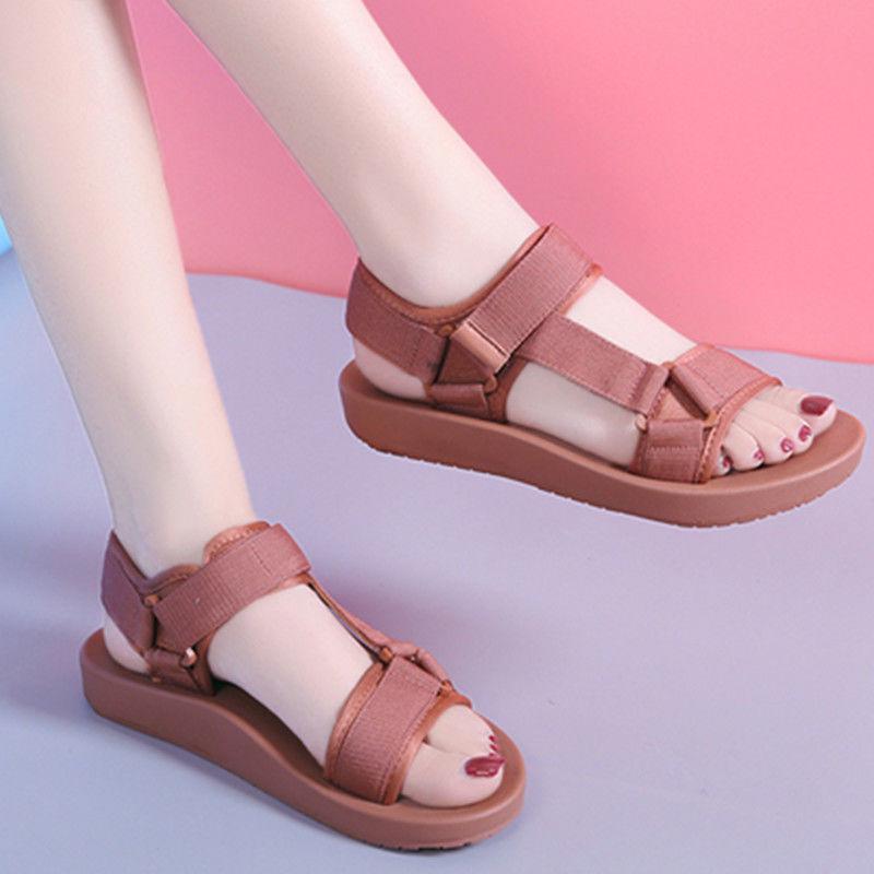 Velcro Sports Sandals Female Flat Bottom Students Korean Version of Harajuku Style Summer Soft Bottom Sandals Female