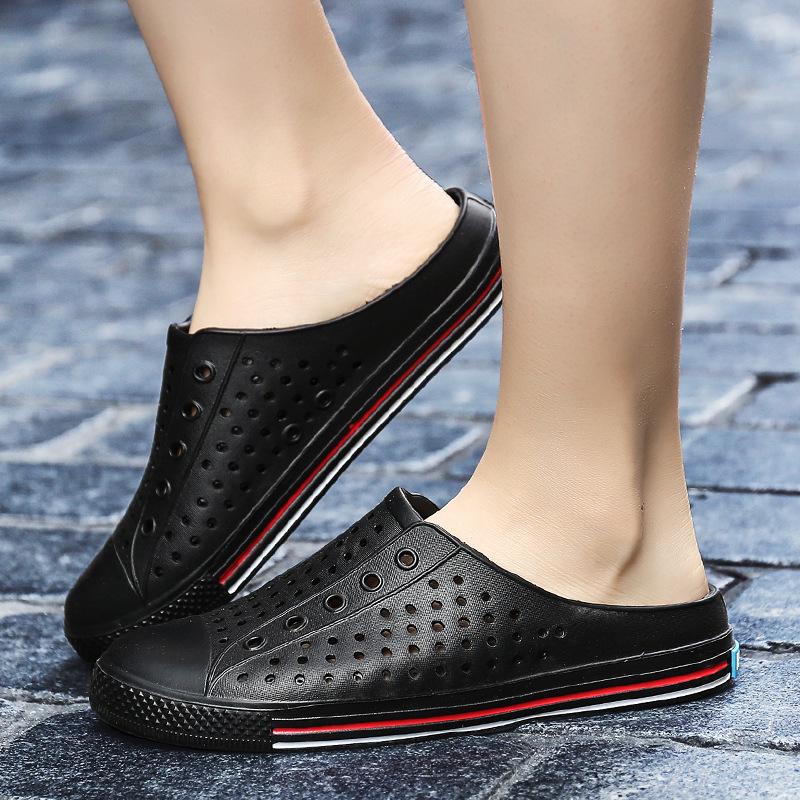 Summer Beach Shoes New Fashion Couple Hole Shoes Soft Bottom Slippers Outdoor Hollow One Word