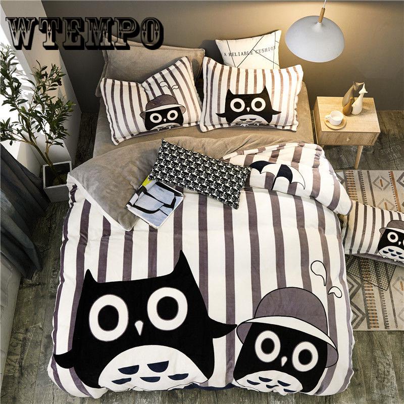 Thick Plush Duvet Cover Set Fashion 4pcs Bedding Sets Queen Size Flat Bed Sheet Comforter Duvet Sets
