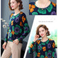 Autumn Winter Women's Knitted Sweater Flower Print Fashion Long-sleeved Sweater Retro Temperament Trend