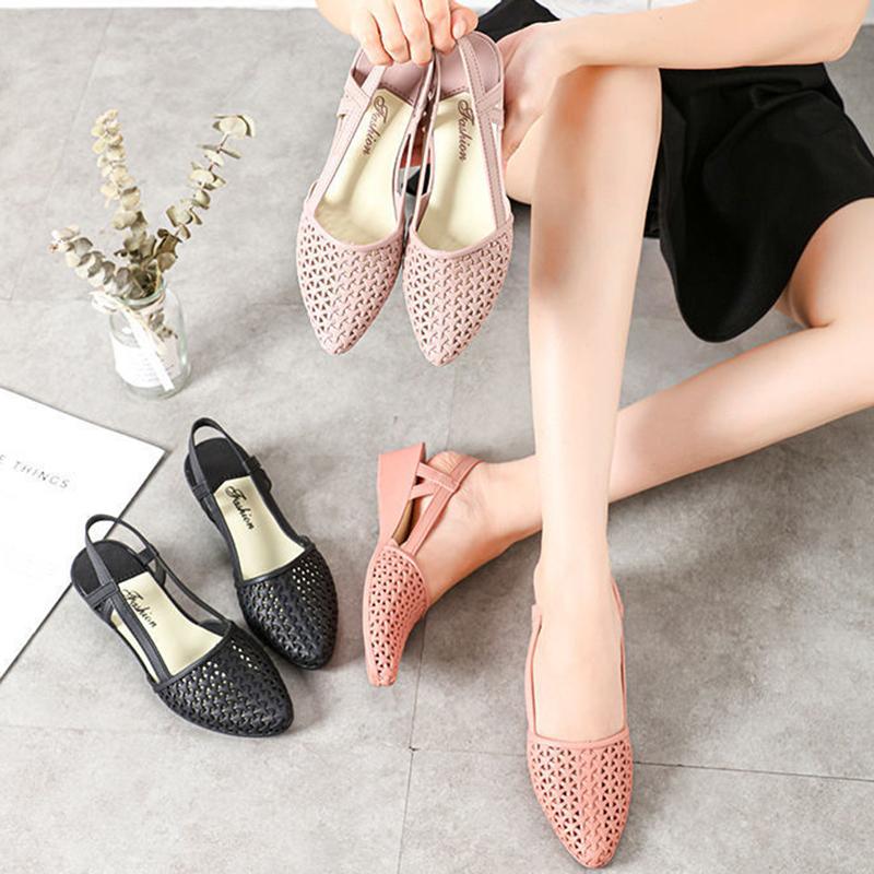 Fashion Sandals Female Summer Hollow Slope with Breathable Soft Bottom Plastic Sandals Travel Non-slip All-match Fairy Shoes