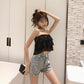 WTEMPO Irregular High Waist Denim Shorts Women Loose Thin Summer Fashion Star with The Same Wide-leg Pants