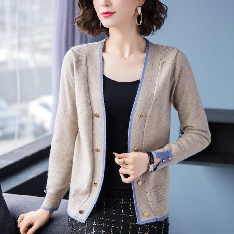 Autumn and Winter V-neck Knitted Sweater Ins Style Casual Short Jacket Fashion Simple Female Jacket