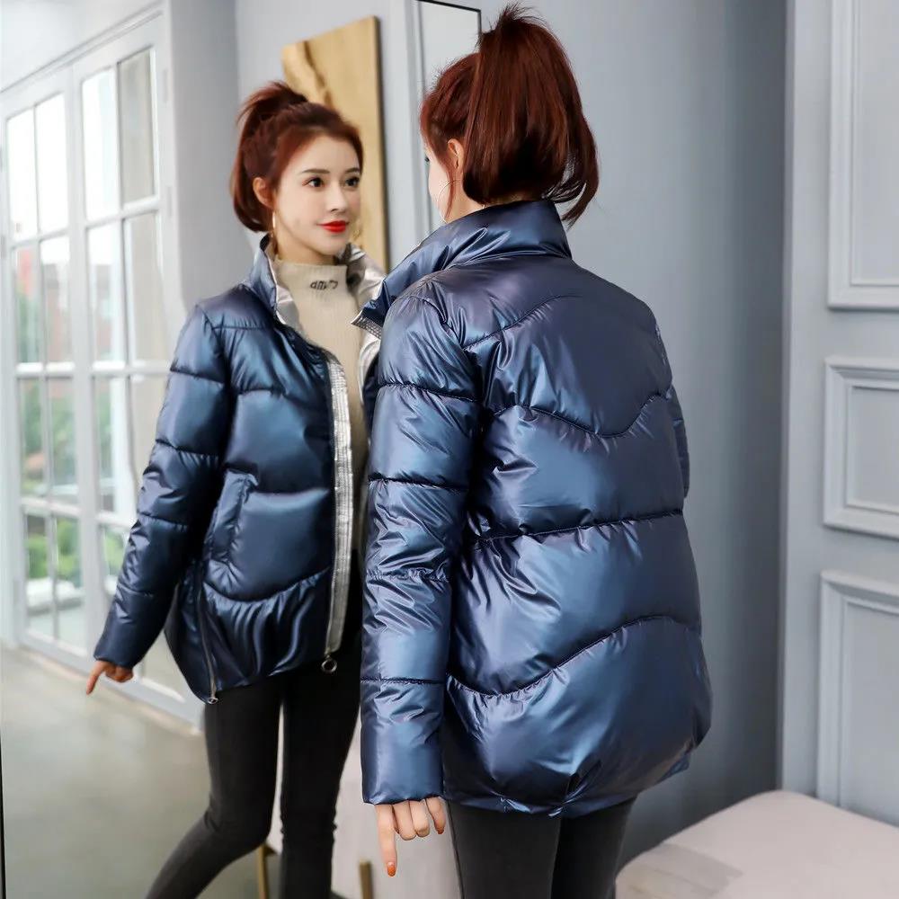Women's Winter Parka Jacket Women's Brand Winter Coat Down Jacket Female Solid Color Shiny Wadded Jacket