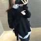 One-piece Round Neck Sweater Lace-up Sweater Spring and Autumn Loose Bottoming Sweater Ladies Top Solid Color Wild Sweater