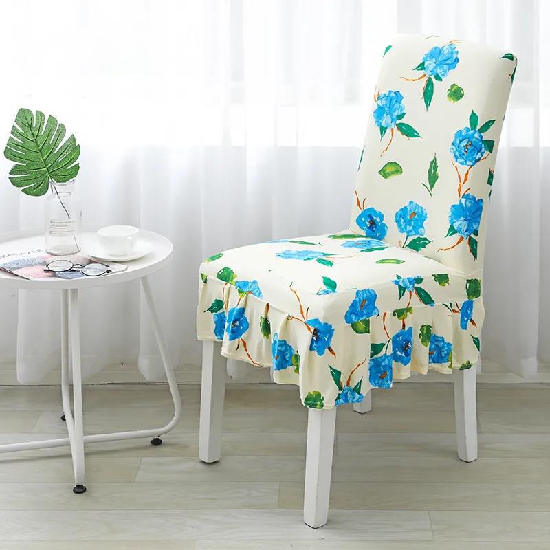 Chair Cover Cover Universal Dining Table and Chair Cover Backrest Elastic Universal Stool Cover Fabric Printing Home Dining Seat Cover