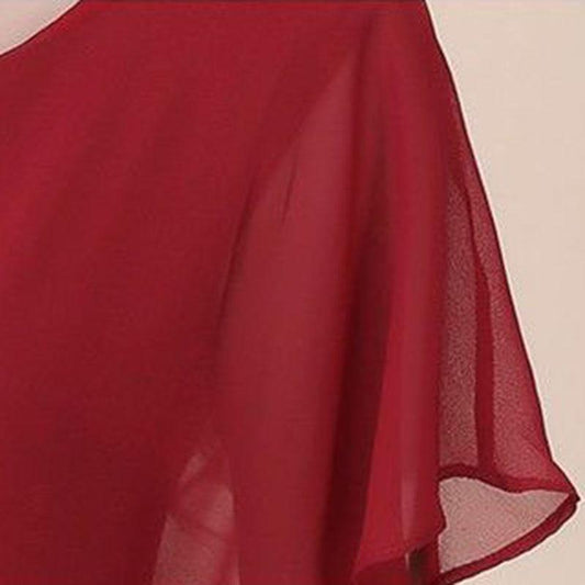 Women's Summer Chiffon Top Loose Large Size Solid Color Short Sleeve Top