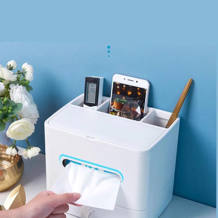 Multifunctional Desktop Tissue Box Home Living Room Bedroom Shelf Creative Remote Control Storage Box Coffee Table Drawer