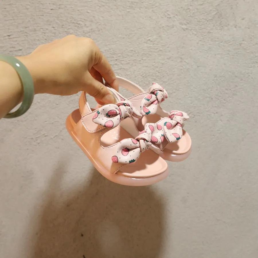 Girls' Sandals Non Slip Soft Sole Summer Bow Decoration Peep Toe Princess Shoes Summer Beach Shoes