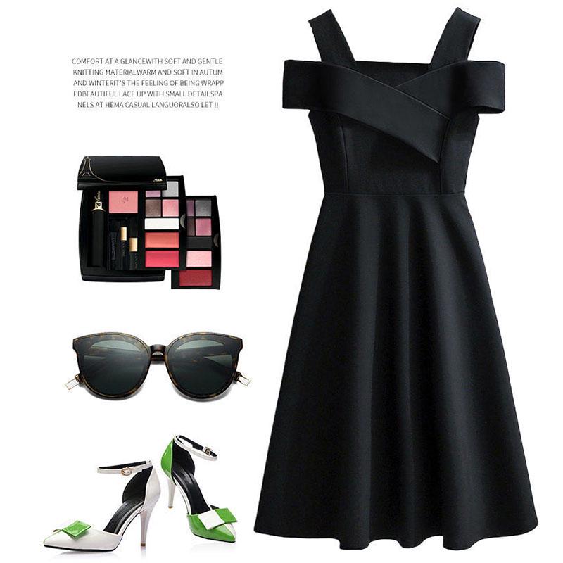 Fashion  Women's Dress Mid-length Plus Size Off-the-shoulder Dress Women's Slim A-line Pleated Dress  Summer