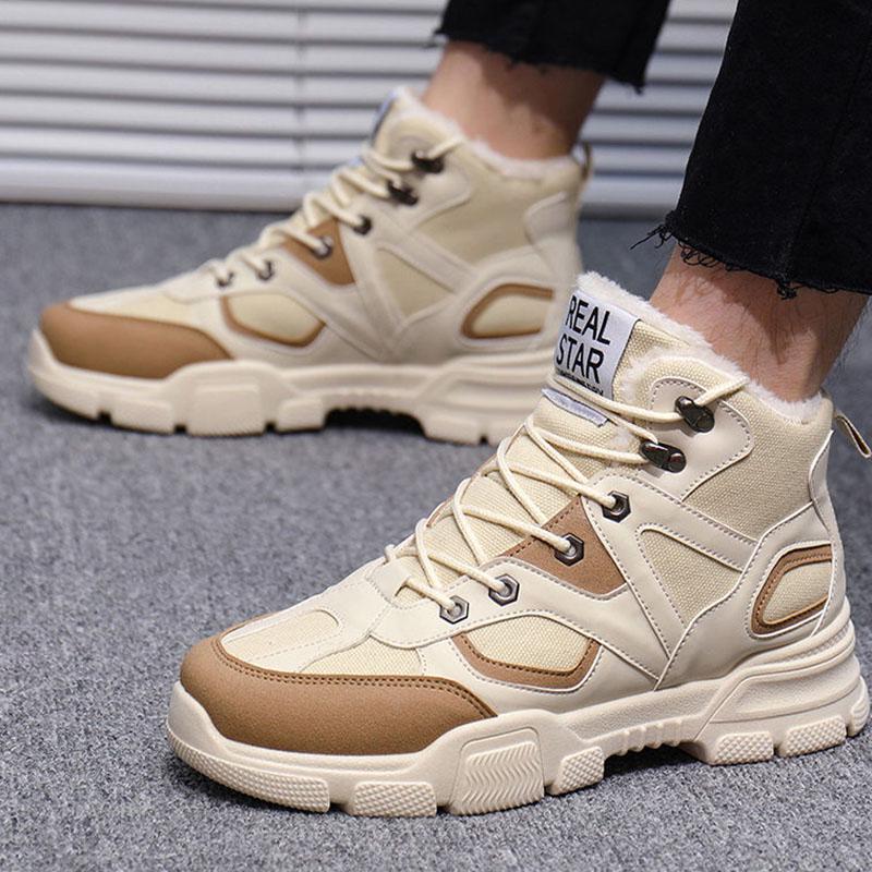 Fall/winter Plus Size Men's Thick Boots High-top Plus Velvet Sneakers Student Casual Warm Work Shoes