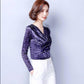 Autumn Winter Plus Velvet Pullover Long-sleeve V-neck Velvet Blouse Slim Plus Size  Sweater Women