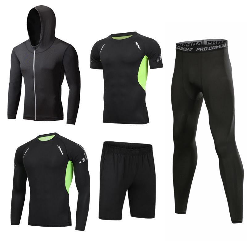 5pcs Men's Gym Workout Sports Suit Fitness Compression Clothes Running Jogging Sport Wear Workout